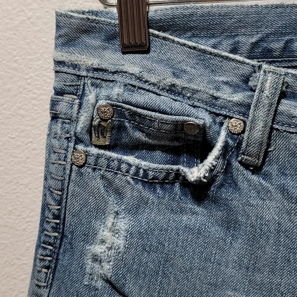 Miss Me Marilyn 26 Bootcut Patchwork Boho Cottagecore Indie Distressed Blue Jean - Picture 6 of 16